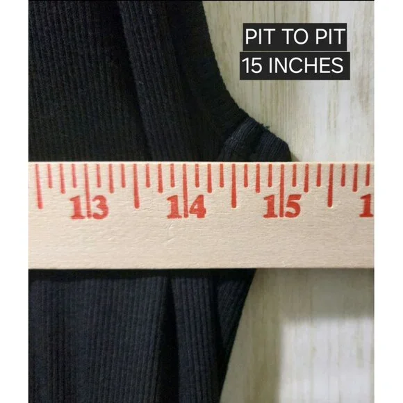 NWT Commense Black Ribbed Racerback Tank Maxi Dress W/Pockets Size Large - Picture 5 of 8